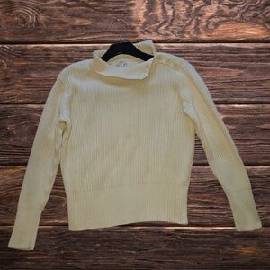 J. Jill Off-White Buttoned Cowl Neck Sweater 100% Cotton